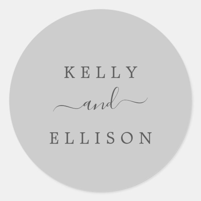 Adesivo Redondo Focos de Envelope de Casamento de Cinza primavera (Frente)