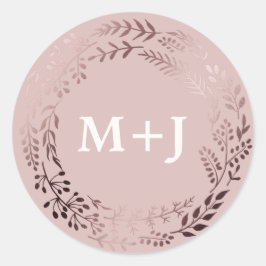 Adesivo Redondo Focos de Envelope de Casamento Dourado e Rosa Eleg