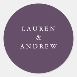 Adesivo Redondo Focos de Envelope de Casamento Moderno de Púrpura