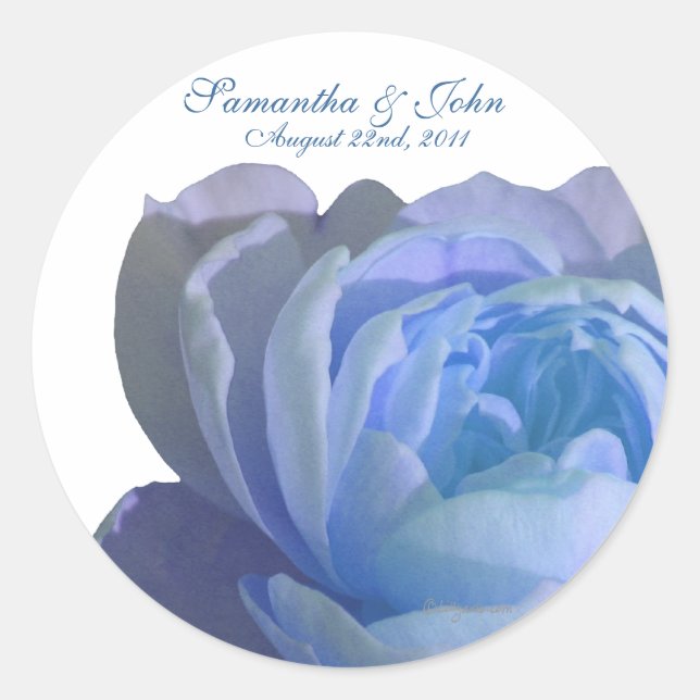 Adesivo Redondo Focos de Envelope de Casamento Personalizado de Ro (Frente)