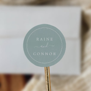 Adesivo Redondo Focos de Envelope de Casamento Verde da Airy Sage