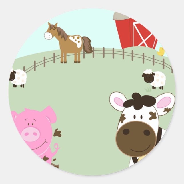 Adesivo Redondo Focos de Envelope de Fazenda para bebês fazendas (Frente)