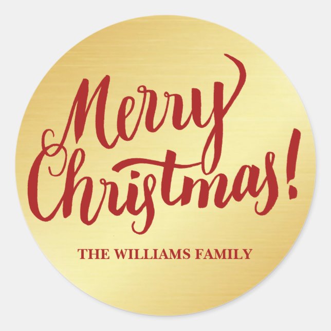 Adesivo Redondo Focos de Envelope de Natal Personalizado Vermelho  (Frente)