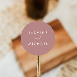 Adesivo Redondo Focos de Envelope de Rosa Dusty de Script Moderno