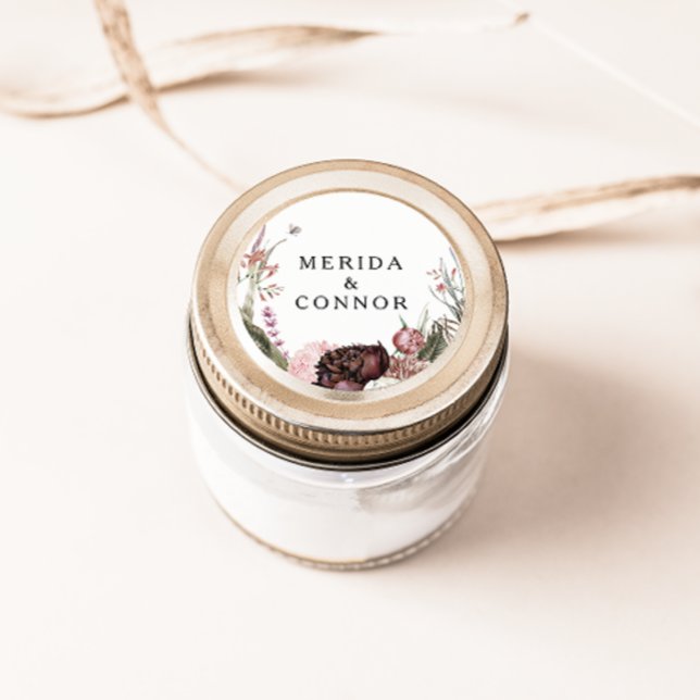 Adesivo Redondo Focos de Envelope Floral Boho Burgundy (Criador carregado)