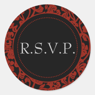 Adesivo Redondo Focos de Envelope Gótico Preto e Vermelho