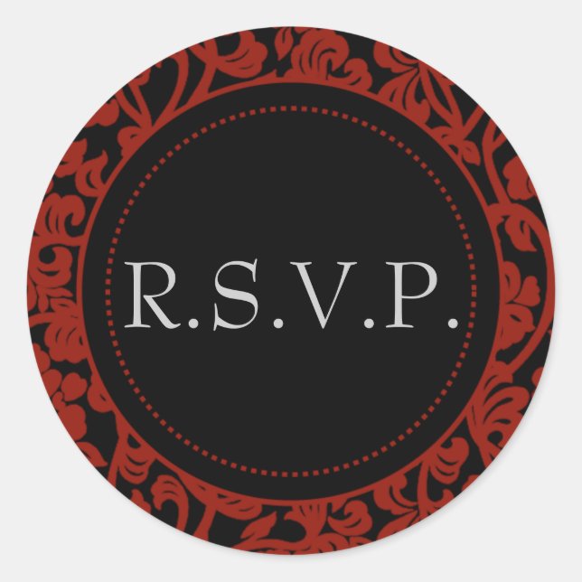 Adesivo Redondo Focos de Envelope Gótico Preto e Vermelho (Frente)
