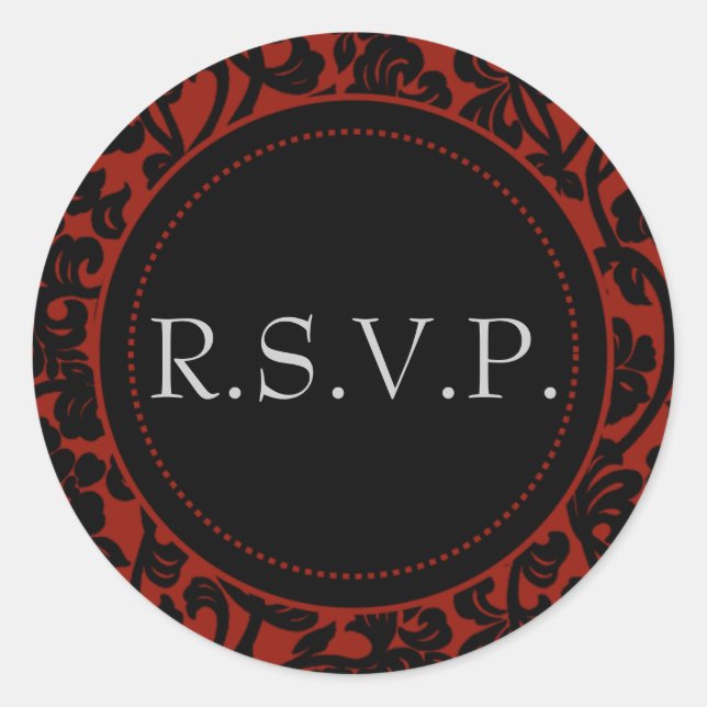 Adesivo Redondo Focos de Envelope Gótico Preto e Vermelho (Frente)
