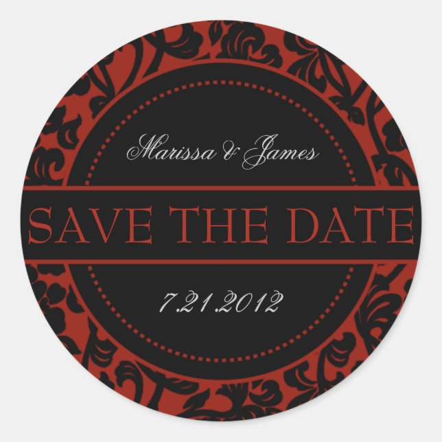 Adesivo Redondo Focos de Envelope Gótico Preto e Vermelho (Frente)