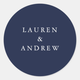 Adesivo Redondo Focos de Envelope marinho Azul Moderno de Casament