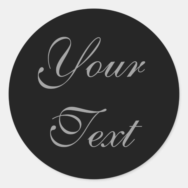 Adesivo Redondo Focos de Envelope Personalizados Pretos com Texto (Frente)