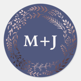 Adesivo Redondo Focos de envelopes de Rosa Dourado e Marinho elega