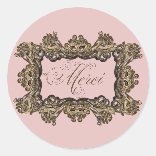 Adesivo Redondo Focos redondos de envelopes inspirados em francês, (Frente)