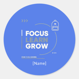 Adesivo Redondo Focus Learn Grow / Motivación y Éxito Escolar