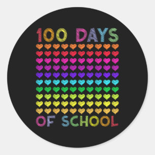 Adesivo Redondo Fofa 100 Dias De Escola E Ainda Adorando Corações