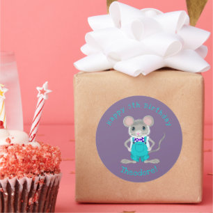 Adesivo Redondo Fofa e elegante ratinha personalizada de aniversár