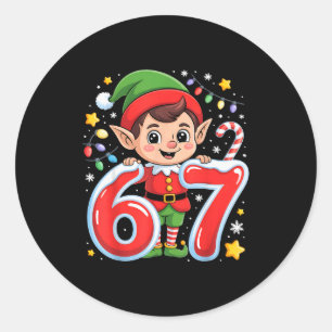 Adesivo Redondo Fofa Elfa Seis Sete 6 7 Meme Natal Divertido Fanta