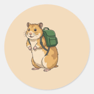 Adesivo Redondo Fofa Mochileira Hamster com Mochila