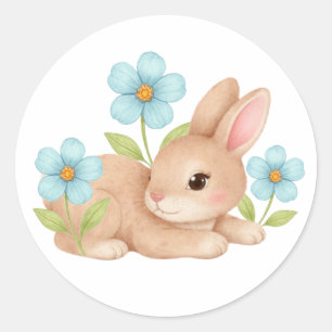 Adesivo Redondo Fofinho Coelhozinho Coelho Flores