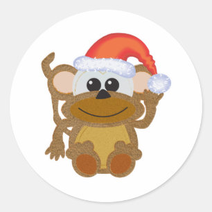 Adesivo Redondo Fofinho Goofkins macaco peludo natal papai noel