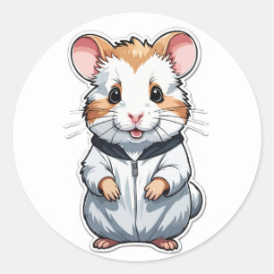 Adesivo Redondo Fofinho Hamster no Hoodie - Pet Adorável