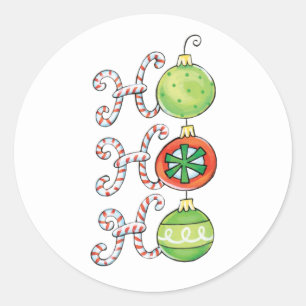 Adesivo Redondo Fofo Natal Ho Ho Ho, Doces Canas Enfeites