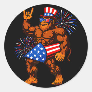 Adesivo Redondo fogão de lenha fogos de artifício bandeira america