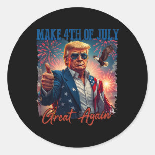 Adesivo Redondo Fogo de Artifício Patriótico de Donald Trump Faz 4