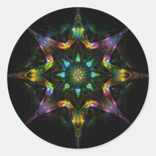 Adesivo Redondo Fogo Quântico - Sagrada Geometria Cosmic Mandala