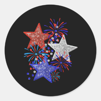 Adesivo Redondo Fogos de Artifício de 4 de Julho
