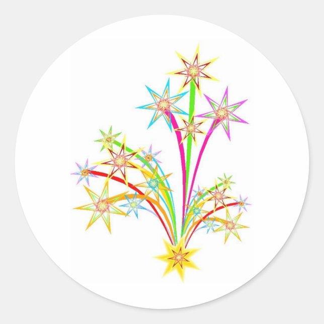 Adesivo Redondo Fogos de artifício de celebração (Frente)