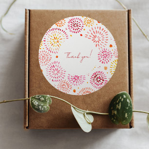 Adesivo Redondo Fogos de artifício de cor aquosa em amarelo e lara