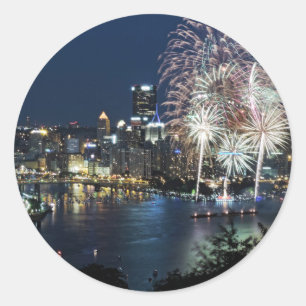 Adesivo Redondo Fogos-de-artifício de Pittsburgh