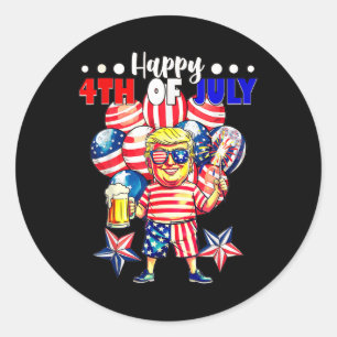 Adesivo Redondo Fogos de Artifício Divertidos Trump Patriótico Ame