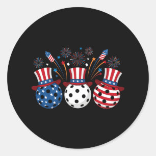 Adesivo Redondo Fogos de Artifício Engraçados de Pickleball Bandei