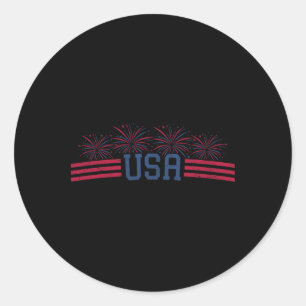 Adesivo Redondo Fogueira Patriótica 4 De Julho Bandeira Americana