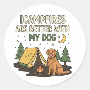 Adesivo Redondo Fogueiras São Melhores Com Meu Cachorro Camiseta D