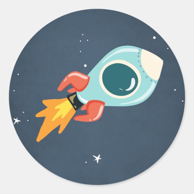 Adesivo Redondo Foguete do espaço fechado com autocolante (Frente)