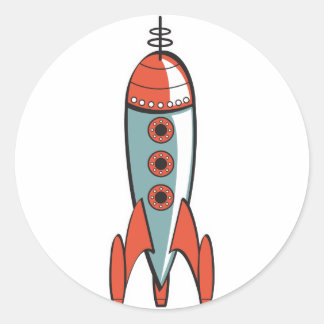 Adesivo Redondo foguete espacial retrô