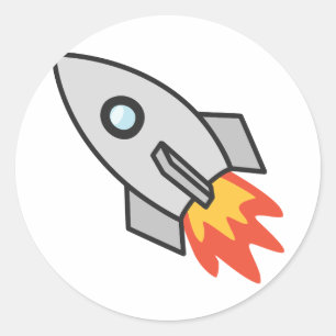 Adesivo Redondo Foguete flamejante