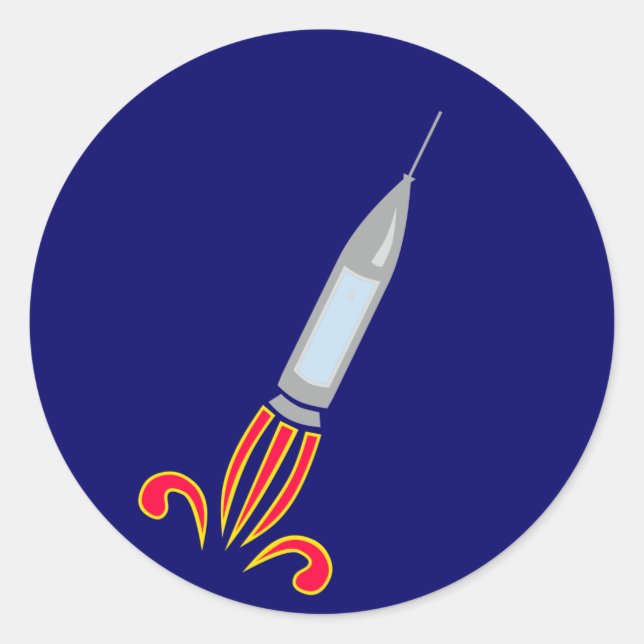 Adesivo Redondo Foguete rocket nave espacial space ship (Frente)