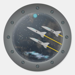 Adesivo Redondo Foguetes pela Portinhola da Espaçonave