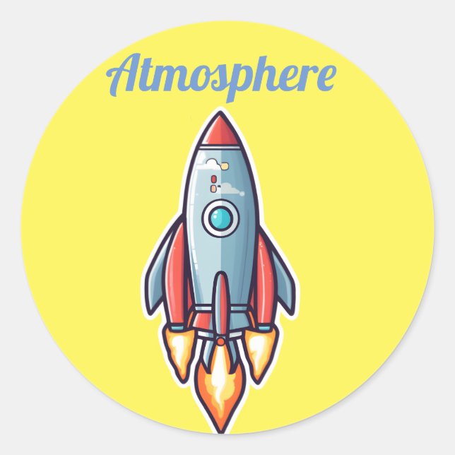 Adesivo Redondo Foguetes vão para a atmosfera (Frente)