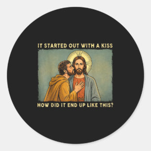 Adesivo Redondo Foi apenas um beijo jesus & judas meme engraçado