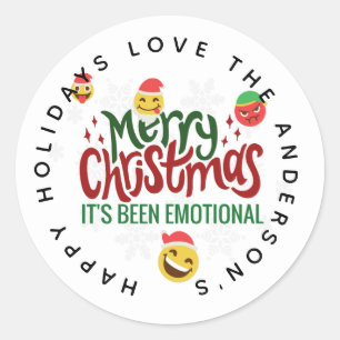 Adesivo Redondo Foi Emocional Feliz Natal Engraçado Tag Emoji