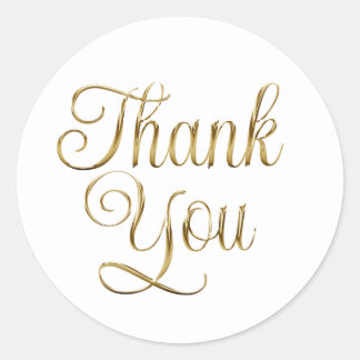 Adesivo Redondo Foil de Metal Escovado Dourado Falso Obrigado