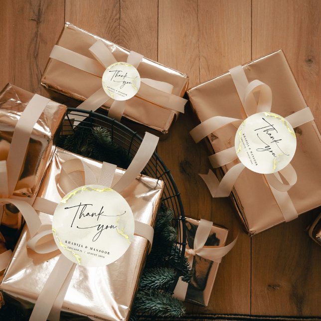 Adesivo Redondo Foil De Ouro Textura De Mármore... Obrigado. (Criador carregado)