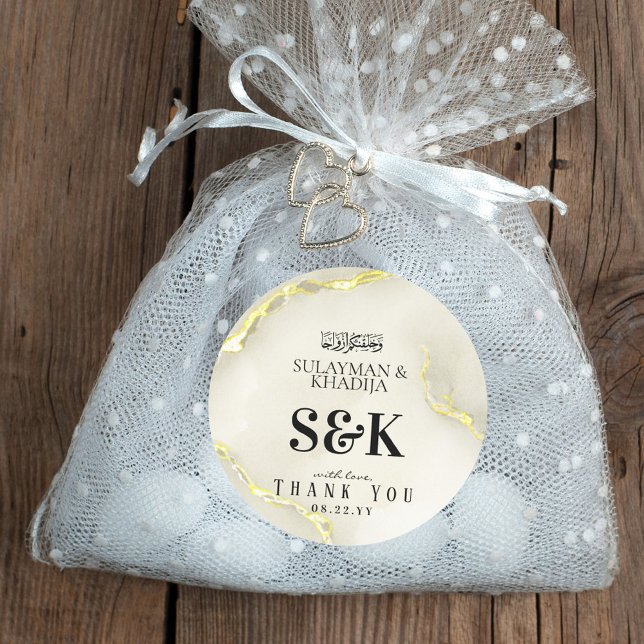 Adesivo Redondo Foil Dourada Textura Islâmica Casamento Obrigado (Criador carregado)