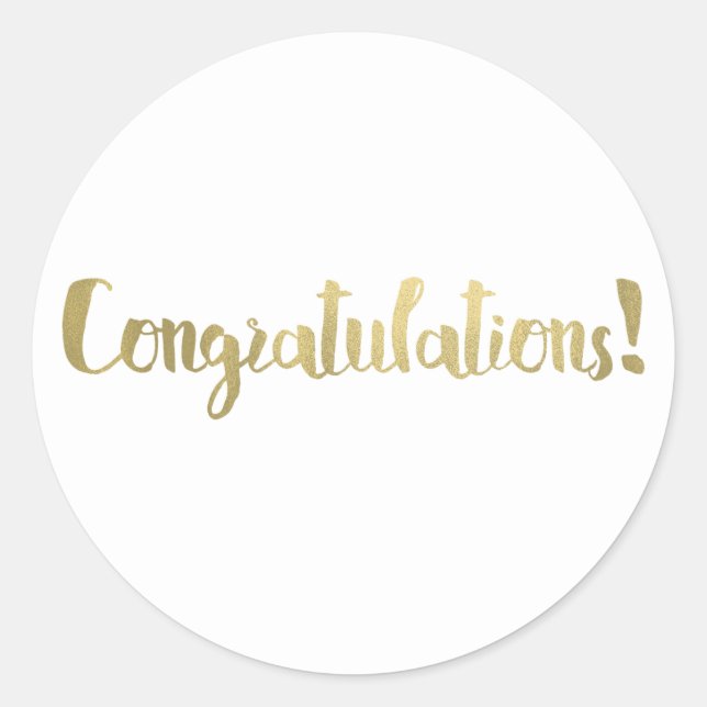 Adesivo Redondo Foil Dourado Parabéns Roteiro Moderno Obrigado (Frente)