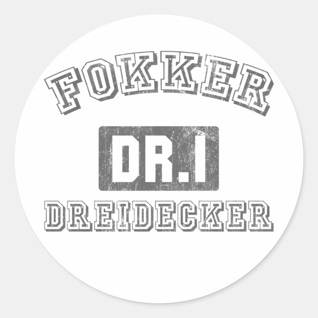 Adesivo Redondo Fokker DR1 Dreidecker (Frente)